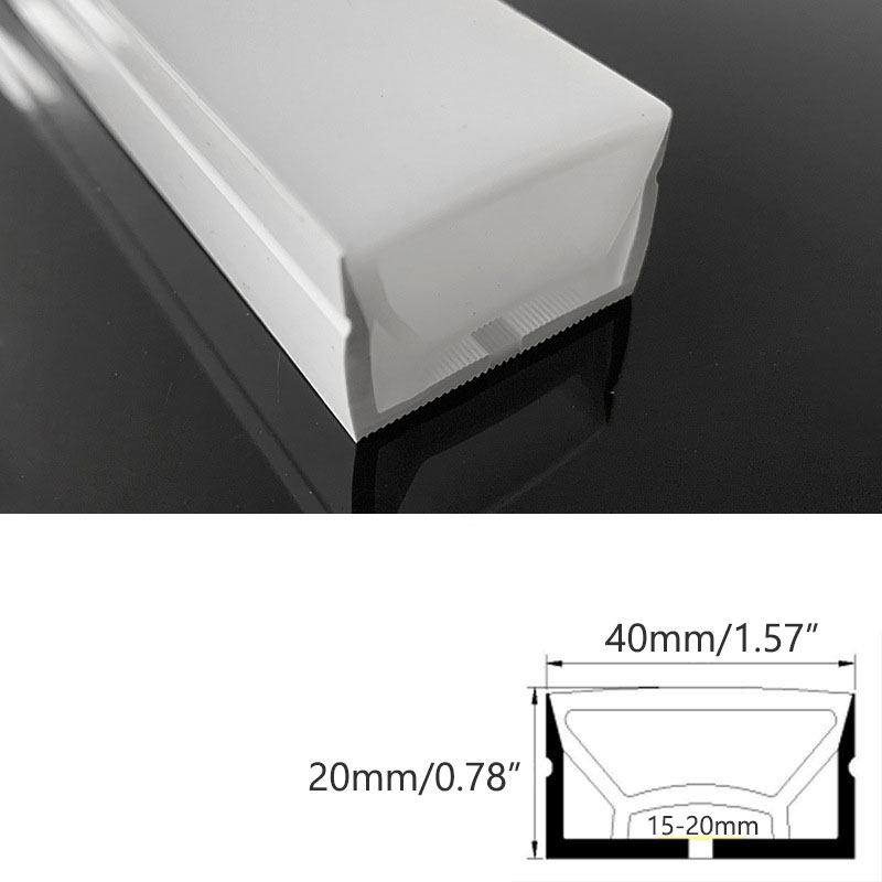 40*20mm Top Glow LED Strip Silicone Diffuser Tube For 20mm PCB